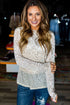 Leopard Frill High Neck Shiny Long Sleeve Top